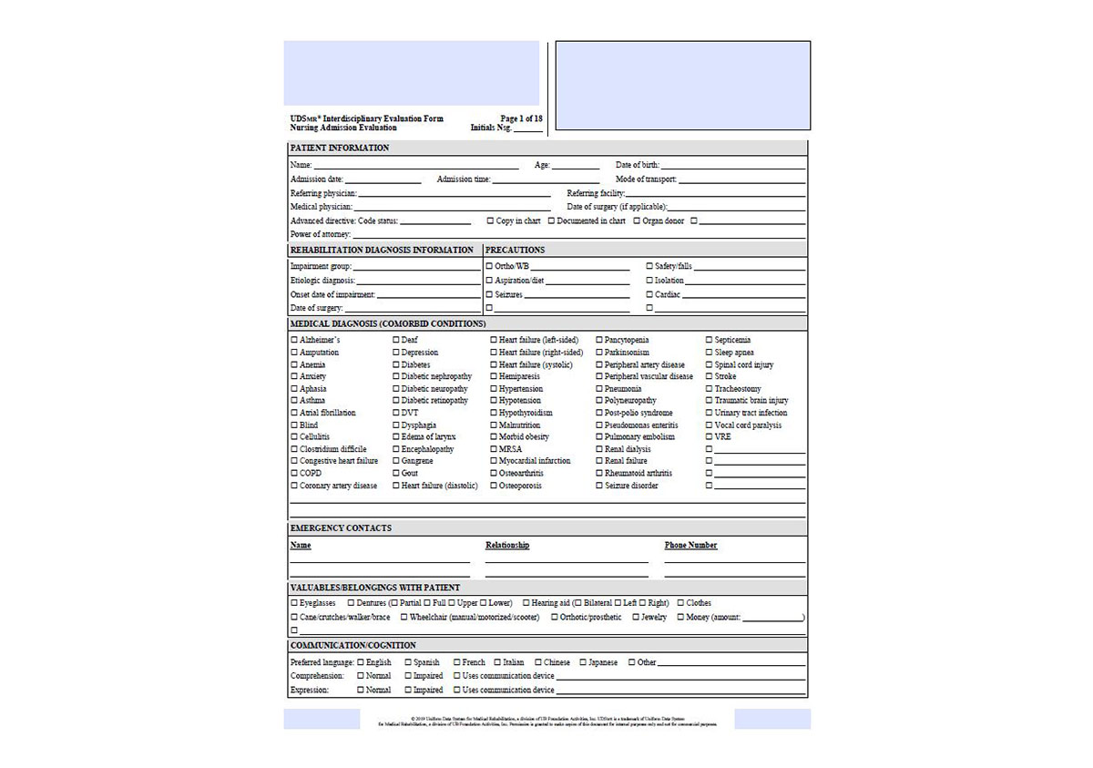 Interdisciplinary IRF Documentation Forms