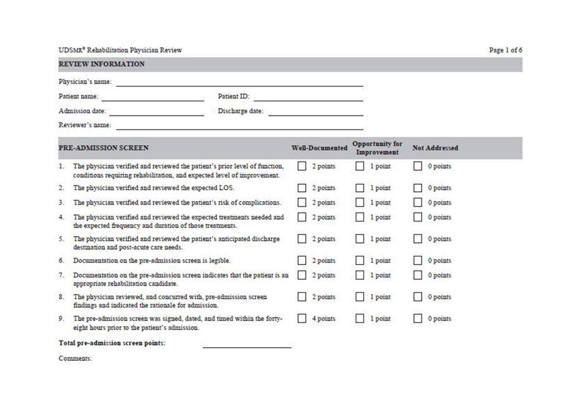 Rehabilitation Physician Documentation Review Template‡